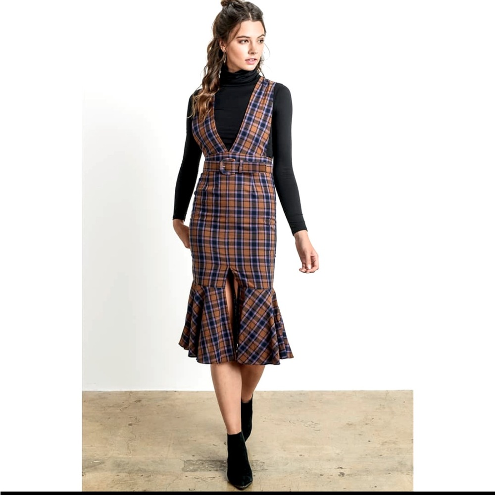 Love + Harmony Plaid Pinafore Dress